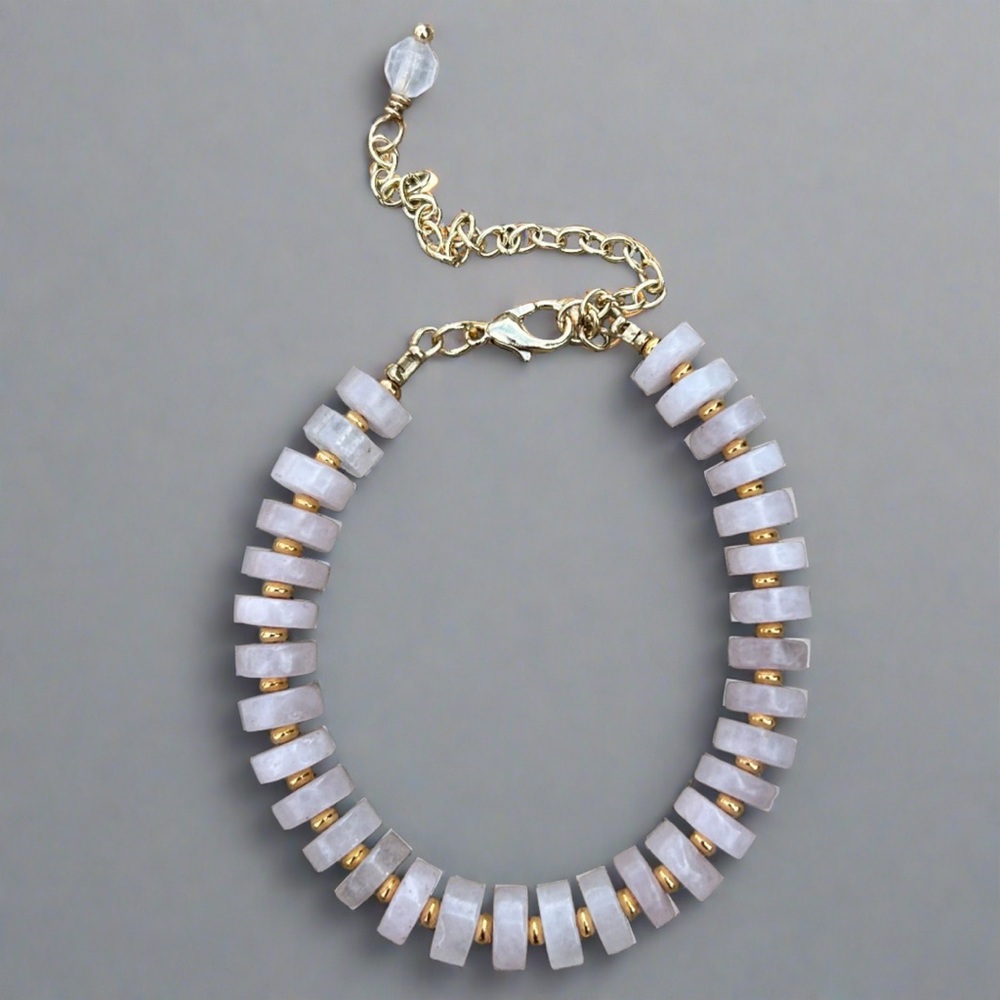 Rose Quartz Heishi Beaded Bracelet